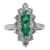 Bague Marquise Or blanc Emeraude