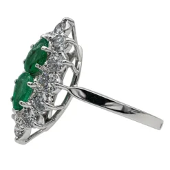 Bague Marquise Or blanc Emeraude