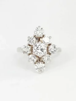 Bague marquise or diamants