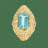 Bague Marquise or jaune aigue marine diamants