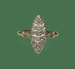 Bague marquise or jaune diamants