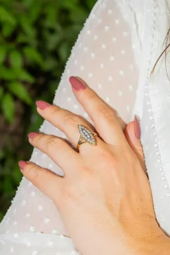 Bague Marquise Or jaune Diamant