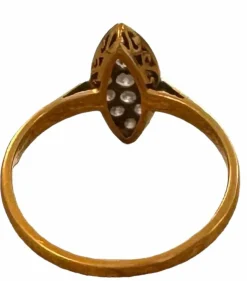 Bague marquise or jaune diamants