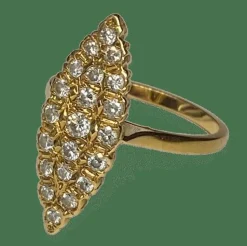 Bague marquise or jaune diamants