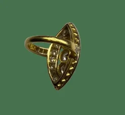 Bague marquise or jaune diamants