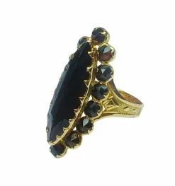 Bague marquise or jaune et grenats de Perpignan