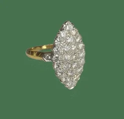 Bague marquise or jaune et diamants