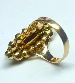 Bague marquise or jaune et grenats de Perpignan