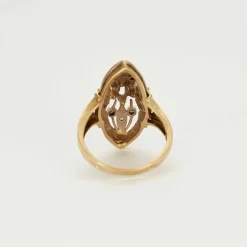 Bague marquise or jaune et blanc diamants