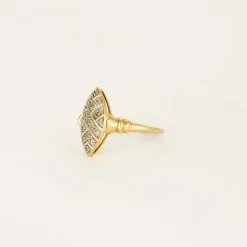 Bague marquise or jaune et blanc diamants