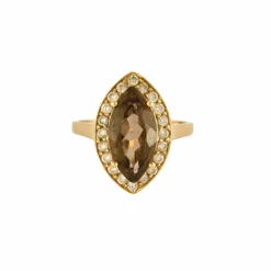 Bague Marquise or jaune quartz