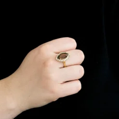 Bague Marquise or jaune quartz