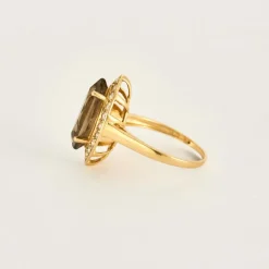 Bague Marquise or jaune quartz