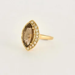 Bague Marquise or jaune quartz