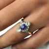 Bague marquise or jaune saphir diamants