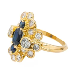 Bague Marquise Or jaune Saphir