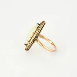 Bague marquise or rose et argent, opale et diamants