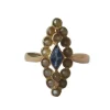 Bague marquise or rose saphir perles