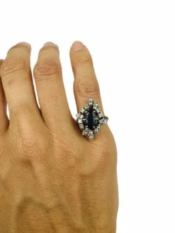 Bague Marquise Or Saphir Diamants