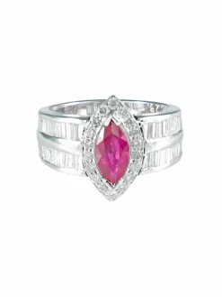 Bague Marquise Rubis Diamants