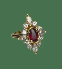 BAGUE MARQUISE RUBIS DIAMANTS