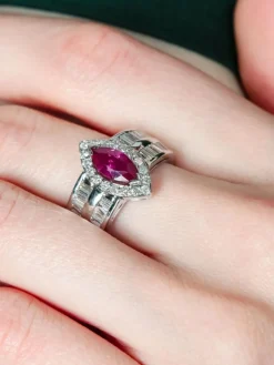 Bague Marquise Rubis Diamants