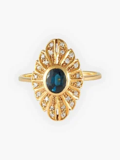 Bague Marquise Saphir et Diamants