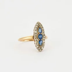 Bague Marquise Saphirs et Diamants