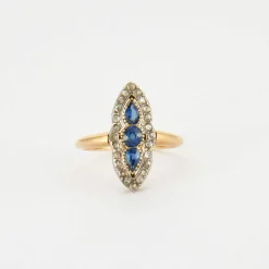 Bague Marquise Saphirs et Diamants