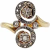 Bague marquise victorienne en or et diamant sertis étoilé