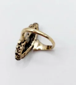 Bague marquise victorienne or jaune et argent, diamants (circa 1880)