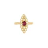 Bague marquise vintage en or 18K, diamants et rubis