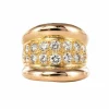 Bague massive godrons pavé de diamant
