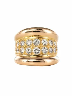 Bague massive godrons pavé de diamant