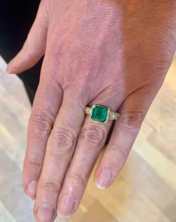 Bague émeraude 2.73 Carats diamants or jaune (Certificat)