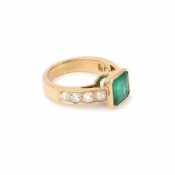 Bague émeraude 2.73 Carats diamants or jaune (Certificat)
