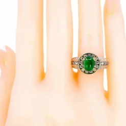 Bague émeraude cabochon, diamant