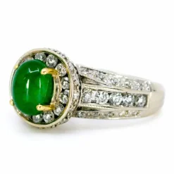 Bague émeraude cabochon, diamant