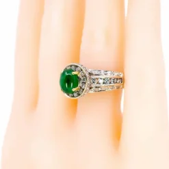 Bague émeraude cabochon, diamant