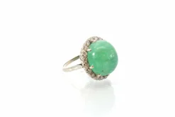 Bague émeraude cabochon et diamants