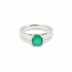 Bague émeraude colombie diamants or blanc (Certificat)