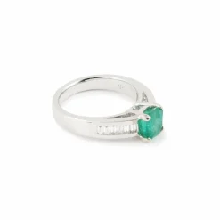 Bague émeraude colombie diamants or blanc (Certificat)