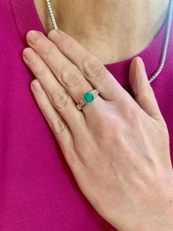 Bague émeraude colombie diamants or blanc (Certificat)