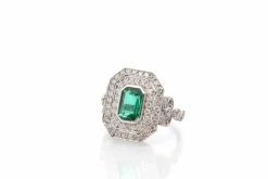 Bague émeraude de 1,70cts et diamants