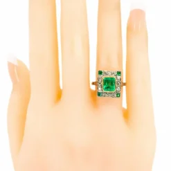 Bague émeraude diamant 14 carats