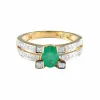 Bague émeraude diamants or jaune