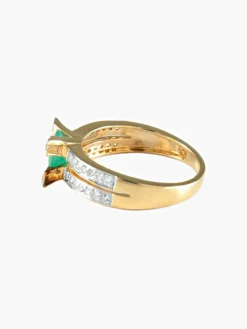 Bague émeraude diamants or jaune