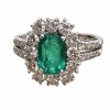 Bague émeraude et diamant en or blanc 18 carats