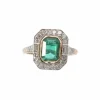 Bague émeraude et diamants en platine et or rose