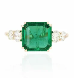 Bague émeraude et diamants or rose